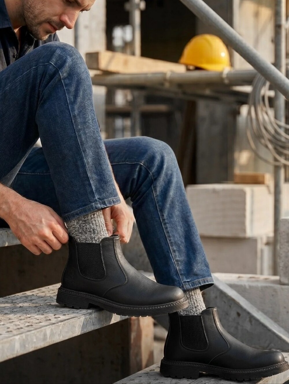 NIB SPIEZ Men's Steel Toe Chelsea Boots - Size 10